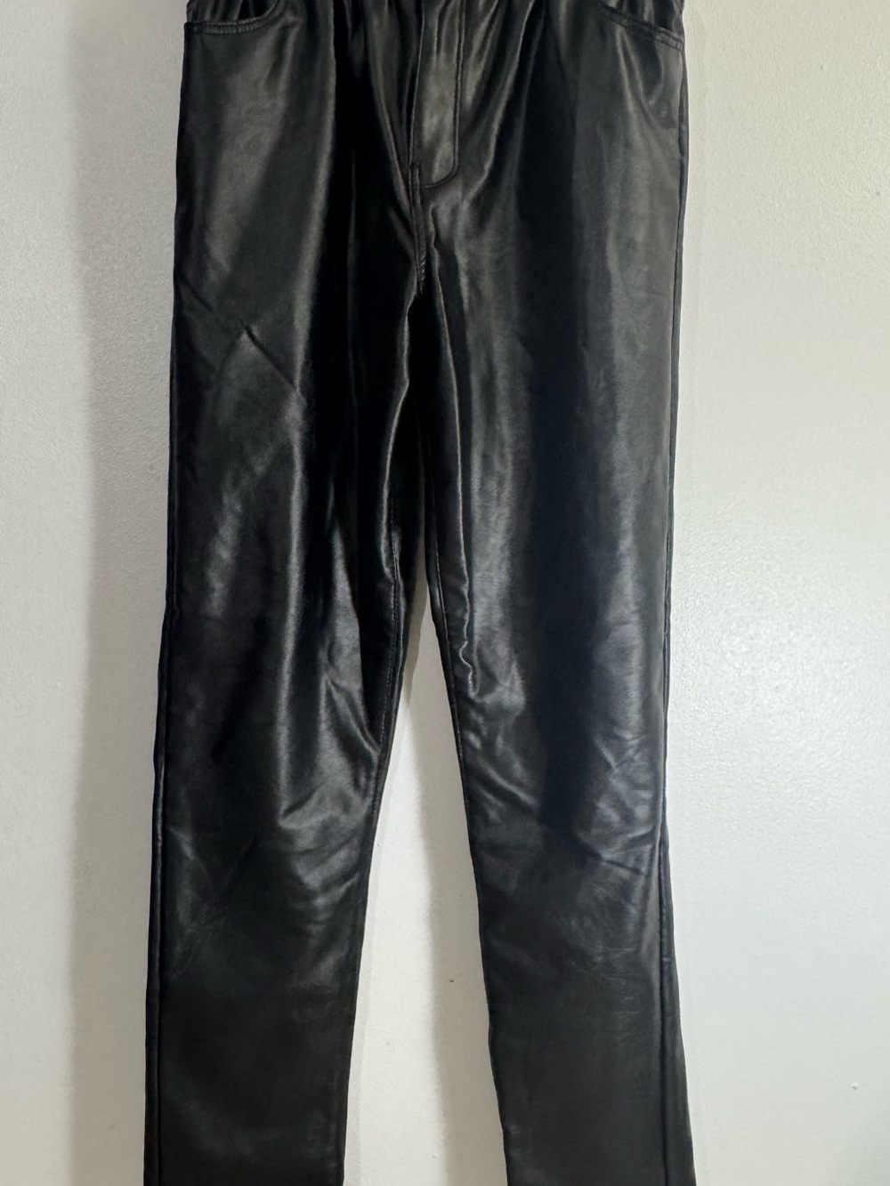 Women’s Black Faux Leather warm pants - for winter